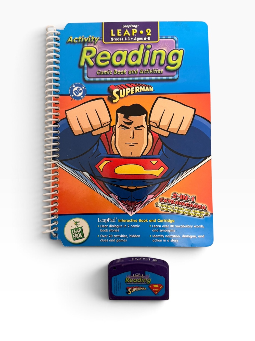 LeapFrog LeapPad Leap 2 Superman Grades 1-3 Book & Cartridge set